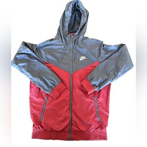 Nike Vintage 90s Men's Windbreaker in Red and Gray